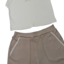 Conjunto Feminino Blusa Aplique Love Strass e Shorts 23601 - Angerô