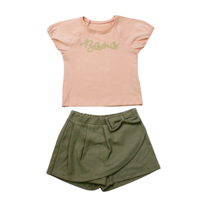 Conjunto Feminino Blusa Bisous e Shorts Saia Jacquard C91507 - Cativa