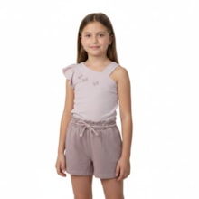 Conjunto Feminino Blusa Borboletas Bordada e Shorts 37480 - Angerô