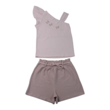 Conjunto Feminino Blusa Borboletas Bordada e Shorts 37480 - Angerô