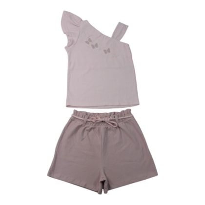 Conjunto Feminino Blusa Borboletas Bordada e Shorts 37480 - Angerô