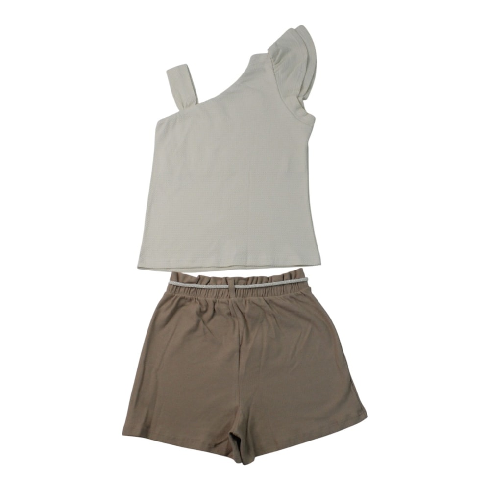 Conjunto Feminino Blusa Borboletas Bordada e Shorts 37480 - Angerô