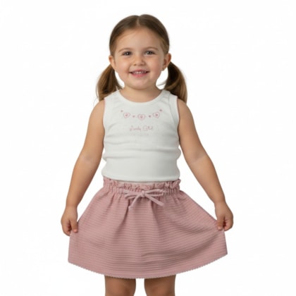Conjunto Feminino Blusa Bordada Coração e Saia - 37447 - Angerô