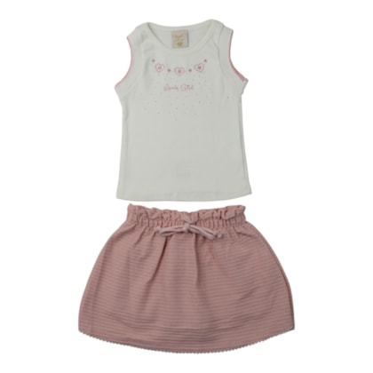Conjunto Feminino Blusa Bordada Coração e Saia - 37447 - Angerô