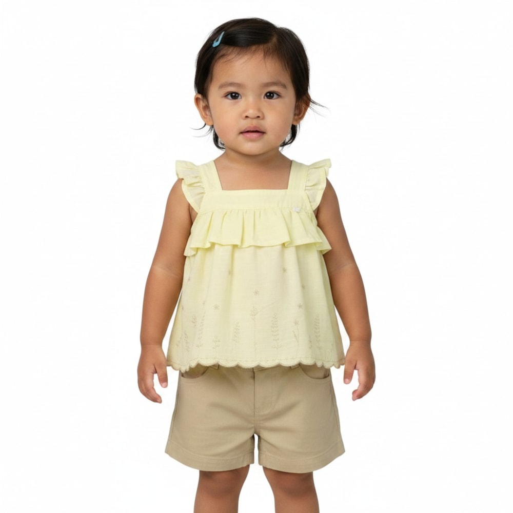 Conjunto Feminino Blusa Bordada e Shorts 22600080 - Aconchego do Bebê