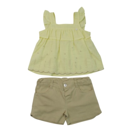 Conjunto Feminino Blusa Bordada e Shorts 22600080 - Aconchego do Bebê