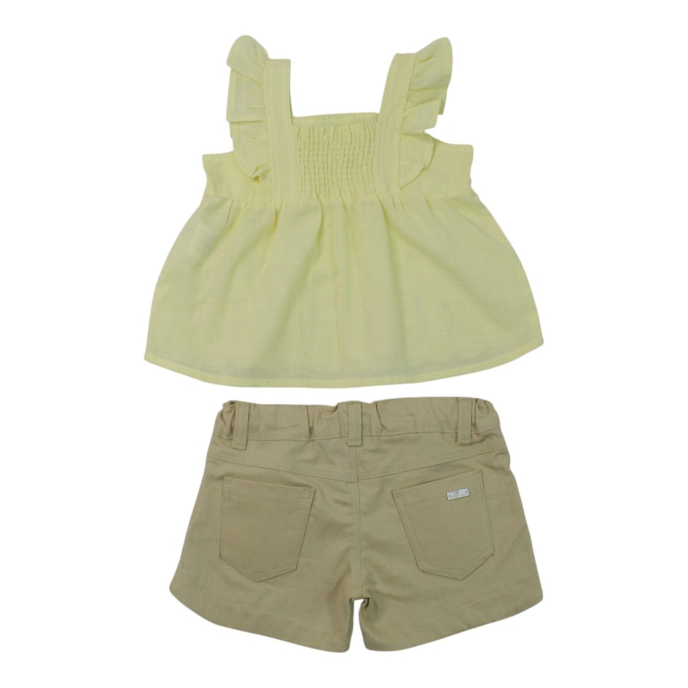 Conjunto Feminino Blusa Bordada e Shorts 22600080 - Aconchego do Bebê