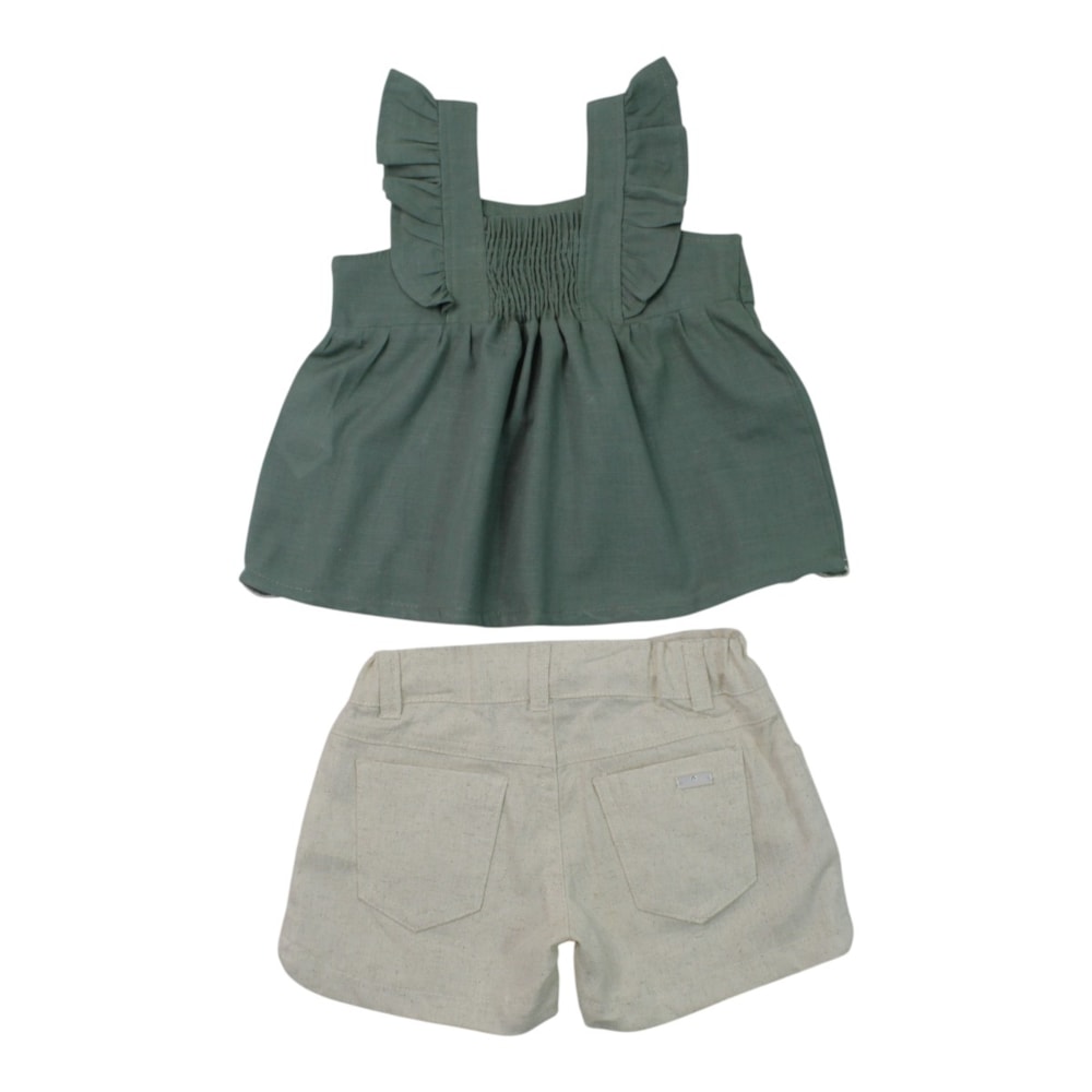 Conjunto Feminino Blusa Bordada e Shorts 22600080 - Aconchego do Bebê