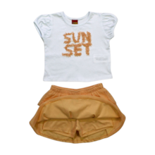 Conjunto Feminino Blusa Bordada Sunset e Saia com Tule 1000480 - Kyly     