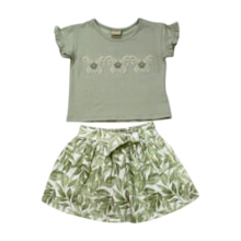 Conjunto Feminino Blusa Bordado Borboleta e Saia 2001299 - Milon 