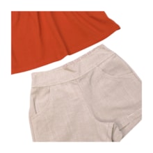 Conjunto Feminino Blusa Bordado Flor e Shorts Tecido 04597 - Dila 