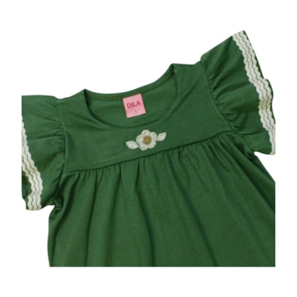 Conjunto Feminino Blusa Bordado Flor e Shorts Tecido 04597 - Dila 