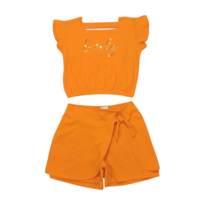 Conjunto Feminino Blusa Bordado Lovely Lantejoulas e Shorts Saia 27837 - Angerô    