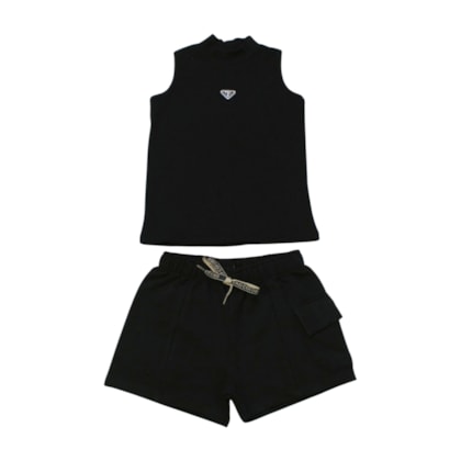 Conjunto Feminino Blusa Canelada e Shorts Cargo 24383 - Two Colors