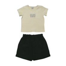 Conjunto Feminino Blusa Canelada Estampa Never e Shorts 25339 - Two Colors