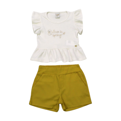 Conjunto Feminino Blusa com Babado e Shorts Tecido 11332 - Tiny Joy 