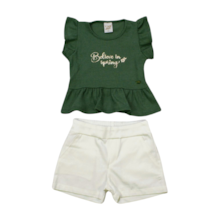 Conjunto Feminino Blusa com Babado e Shorts Tecido 11332 - Tiny Joy 