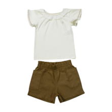 Conjunto Feminino Blusa com Babado e Shorts Tecido 26495 - Brandili Mundi      