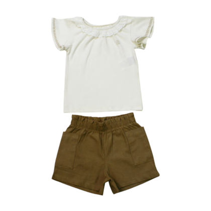 Conjunto Feminino Blusa com Babado e Shorts Tecido 26495 - Brandili Mundi      