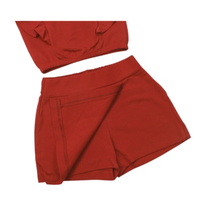 Conjunto Feminino Blusa com  Babados e Shorts Saia 25308 - Two Colors  