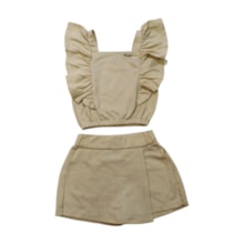 Conjunto Feminino Blusa com  Babados e Shorts Saia 25308 - Two Colors