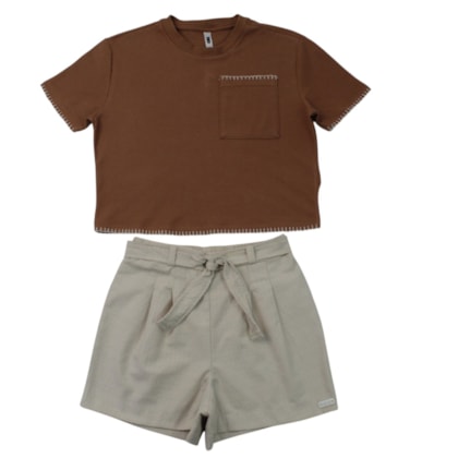 Conjunto Feminino Blusa com Bolso e Shorts 23605 - Angerô