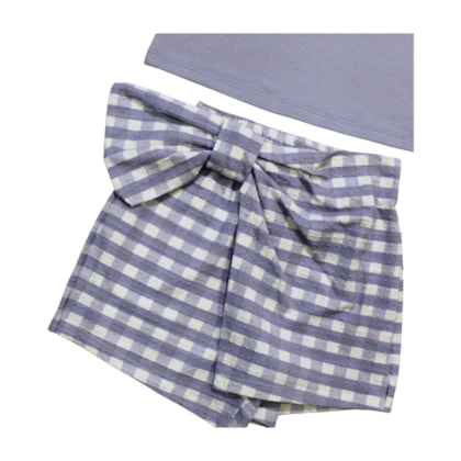 Conjunto Feminino Blusa com Bordado Borboleta e Shorts Saia A0107 - Alakazoo 