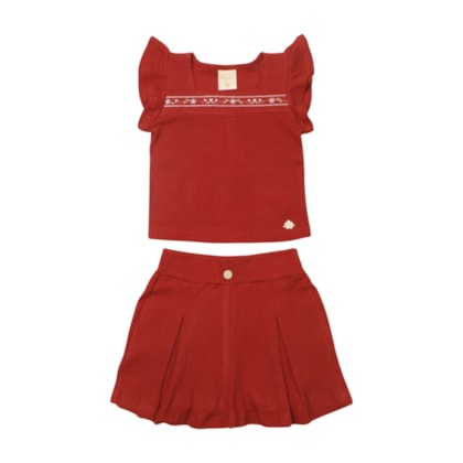 Conjunto Feminino Blusa com Bordado e Shorts 37256 - Angerô 