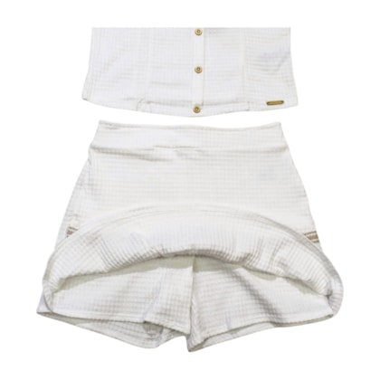 Conjunto Feminino Blusa com Botões e Shorts Saia Quadriculado A0252 - Alakazoo 