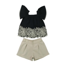 Conjunto Feminino Blusa com Estampa e Shorts Moletinho 2001048 - Milon