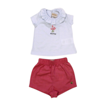 Conjunto Feminino Blusa com Gola e Shorts Tecido 7295 - Pokotinha 