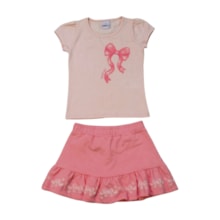 Conjunto Feminino Blusa com Laço e Saia Moletinho 11901 - Kaiani  
