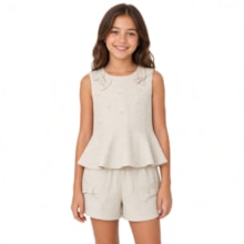 Conjunto Feminino Blusa com Laço e Shorts Tecido 2290 - Carol e Dani
