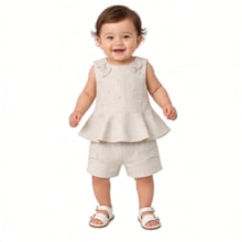 Conjunto Feminino Blusa com Laço e Shorts Tecido 2290 - Carol e Dani