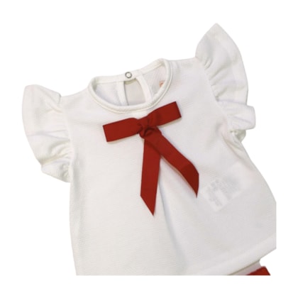 Conjunto Feminino Blusa com Laço e Shorts Tecido 9368 - Time Kids