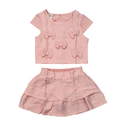 Conjunto Feminino Blusa com Laços e Saia Crepe 2138 - Carol e Dani 