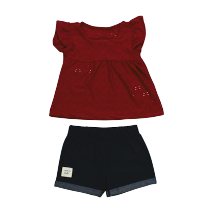 Conjunto Feminino Blusa com Laise e Shorts Jeans 53736 - Kamylus 