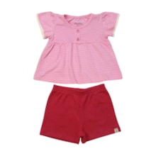 Conjunto Feminino Blusa com Listras e Shorts Moletinho 43152 - Kely Kety 