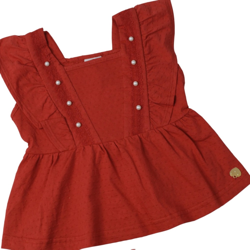 Conjunto Feminino Blusa com Pérolas e Shorts A5407 - Alakazoo