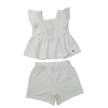 Conjunto Feminino Blusa com Pérolas e Shorts A5407 - Alakazoo