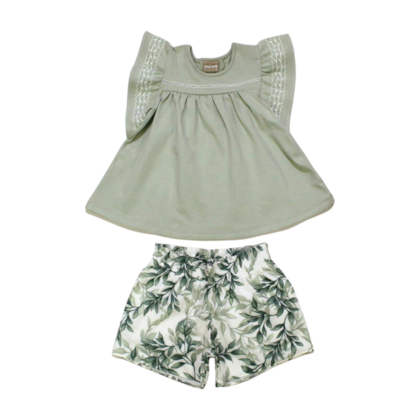 Conjunto Feminino Blusa com Picueta e Shorts Estampado 2000386 - Milon 