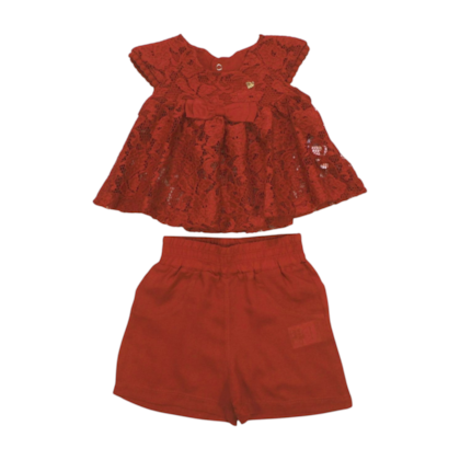 Conjunto Feminino Blusa com Renda e Shorts Tecido 60622 - D+ Baby 