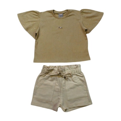 Conjunto Feminino Blusa com Strass e Shorts 25310 - Two Colors