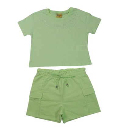 Conjunto Feminino Blusa com Strass e Shorts 27104 - Rollu