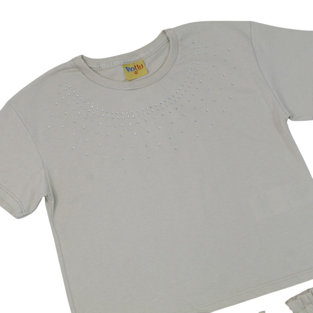 Conjunto Feminino Blusa com Strass e Shorts 27104 - Rollu