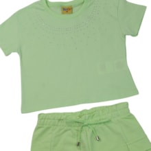Conjunto Feminino Blusa com Strass e Shorts 27104 - Rollu