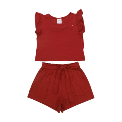 Conjunto Feminino Blusa com Strass e Shorts 46186 - Alakazoo 