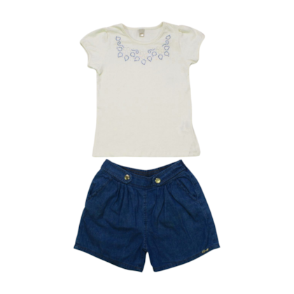 Conjunto Feminino Blusa com Strass e Shorts Jeans 22769 - Glinny 