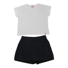 Conjunto Feminino Blusa com Strass e Shorts Saia 46204 - Kely Kety