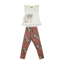 Conjunto Feminino Blusa com Tule e Legging Estampada Flores 2000384 - Milon       